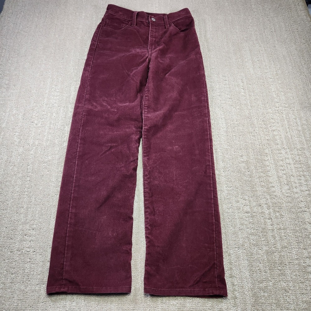 Levis Premium Corduroy Pants Women 25 Ribcage Straight Ankle Wide Leg Cotton - Picture 8 of 12